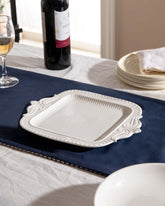 All White Embossed Serving Platter - Small