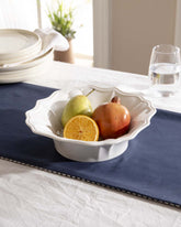 All White Embossed Serving Footed Bowl - The Decor Kart 