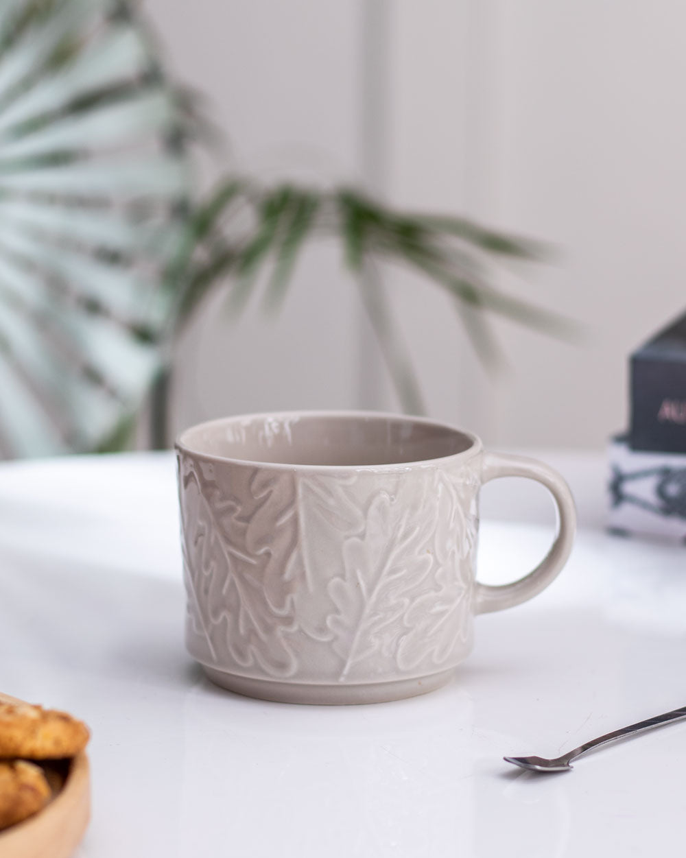 'Oak Leaf' Coffee Mug - Grey