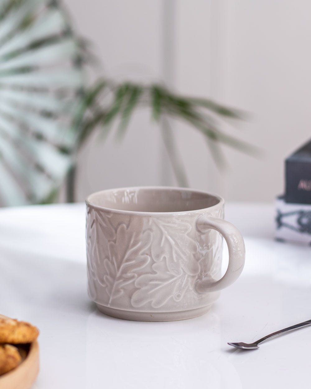 'Oak Leaf' Coffee Mug - Grey
