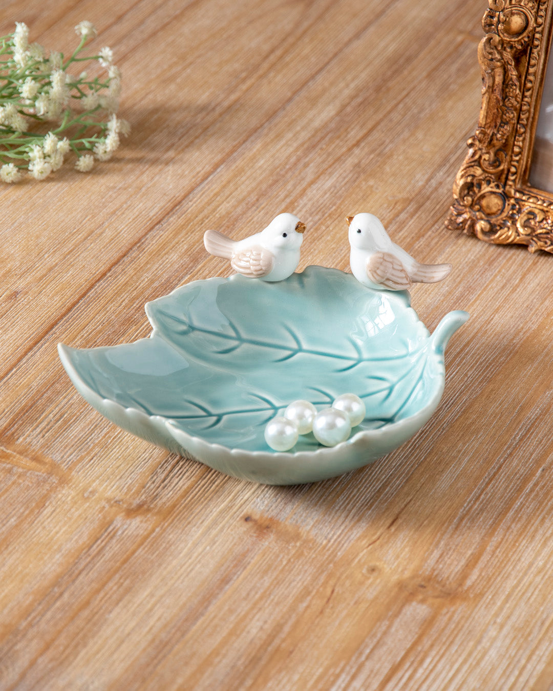 Maple Leaf Ring Dish - Blue 