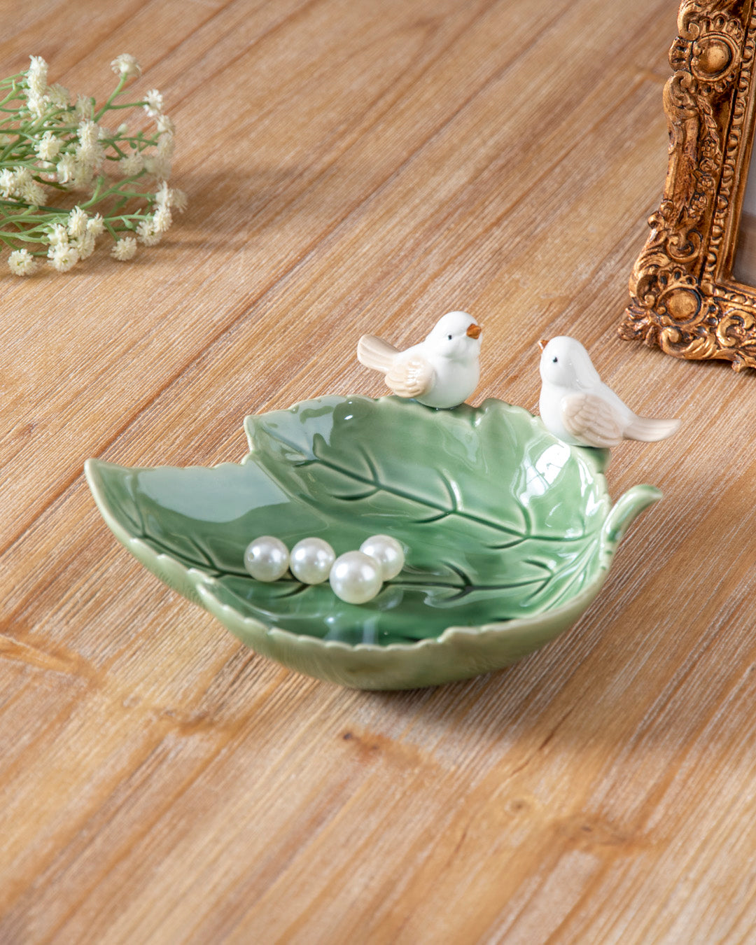 Maple Leaf Ring Dish - Green 
