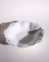All White Embossed Footed Fruit Bowl