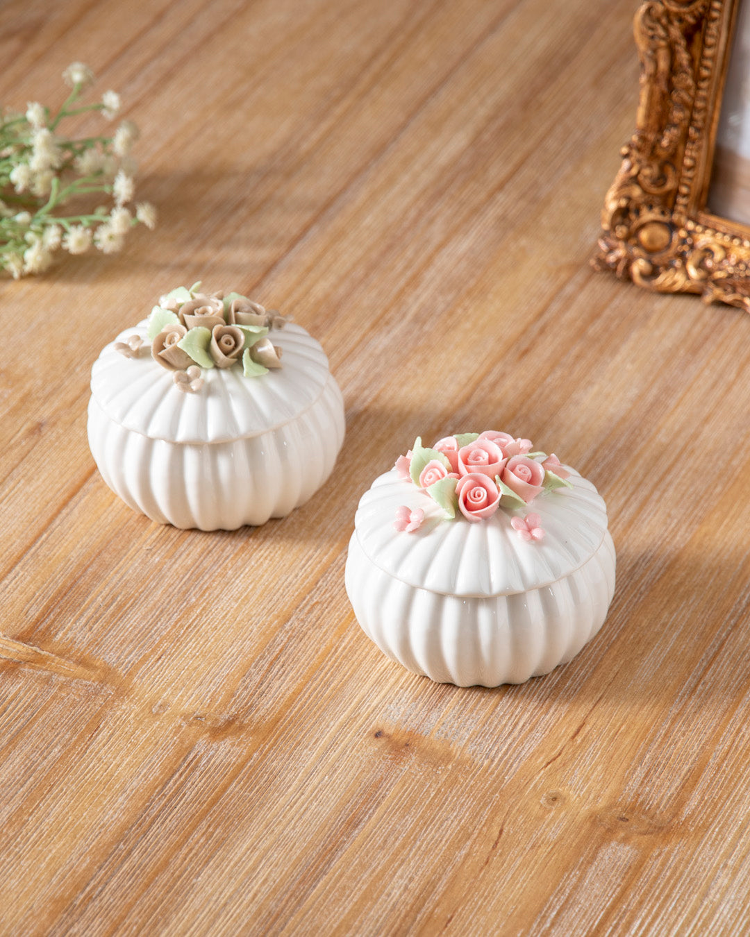 Rose Blossom Trinket Keeper - Set Of 2 