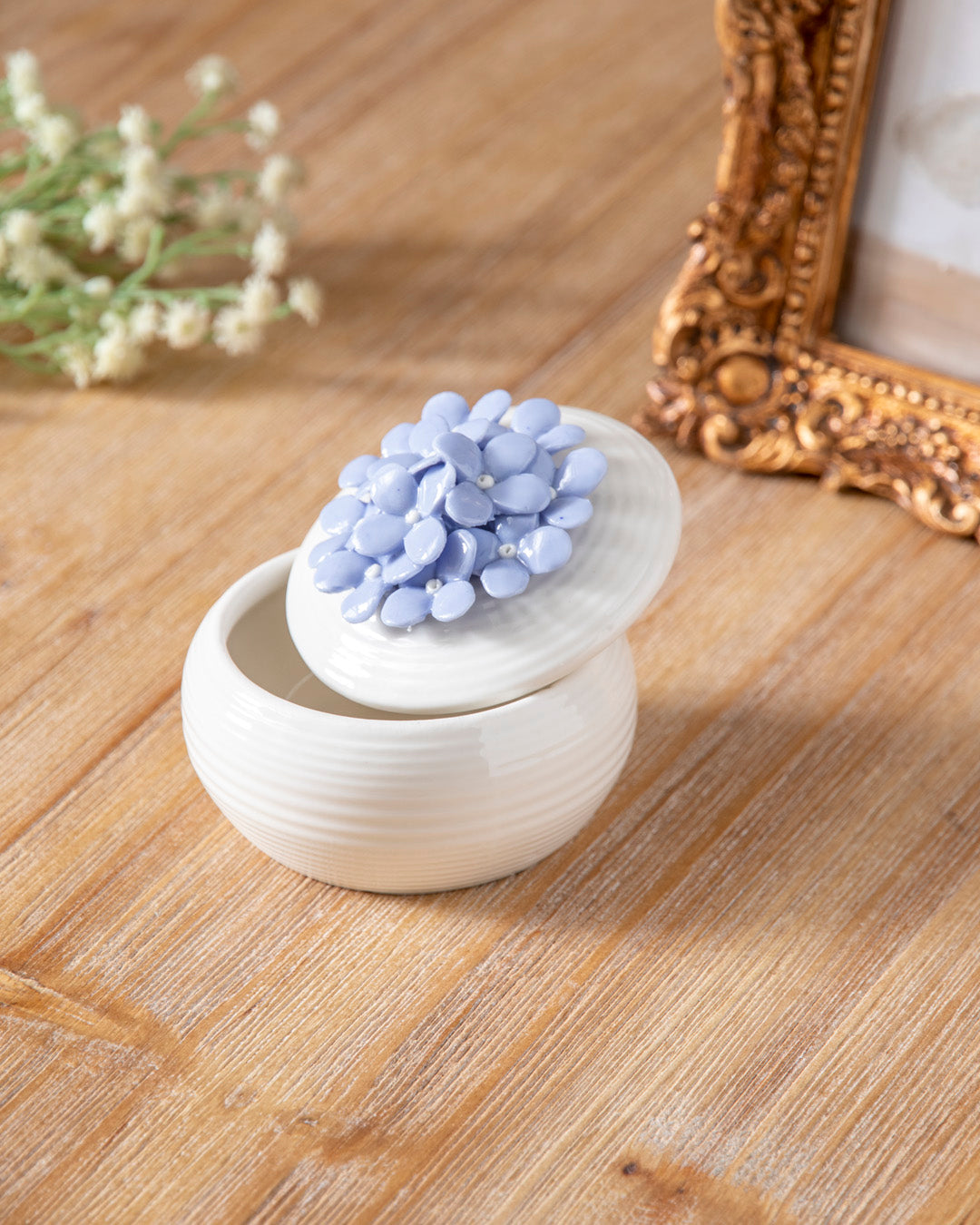 Ivory Blossom Trinket Keeper - Blue 