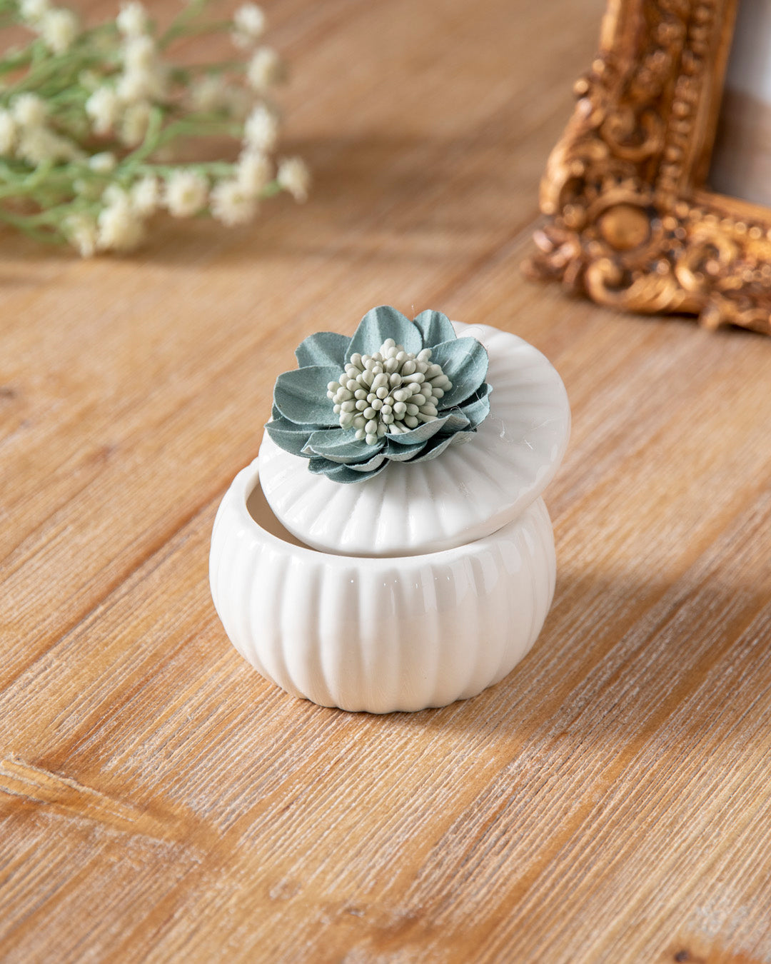 Green Blossom Trinket Keeper - Set Of 2 