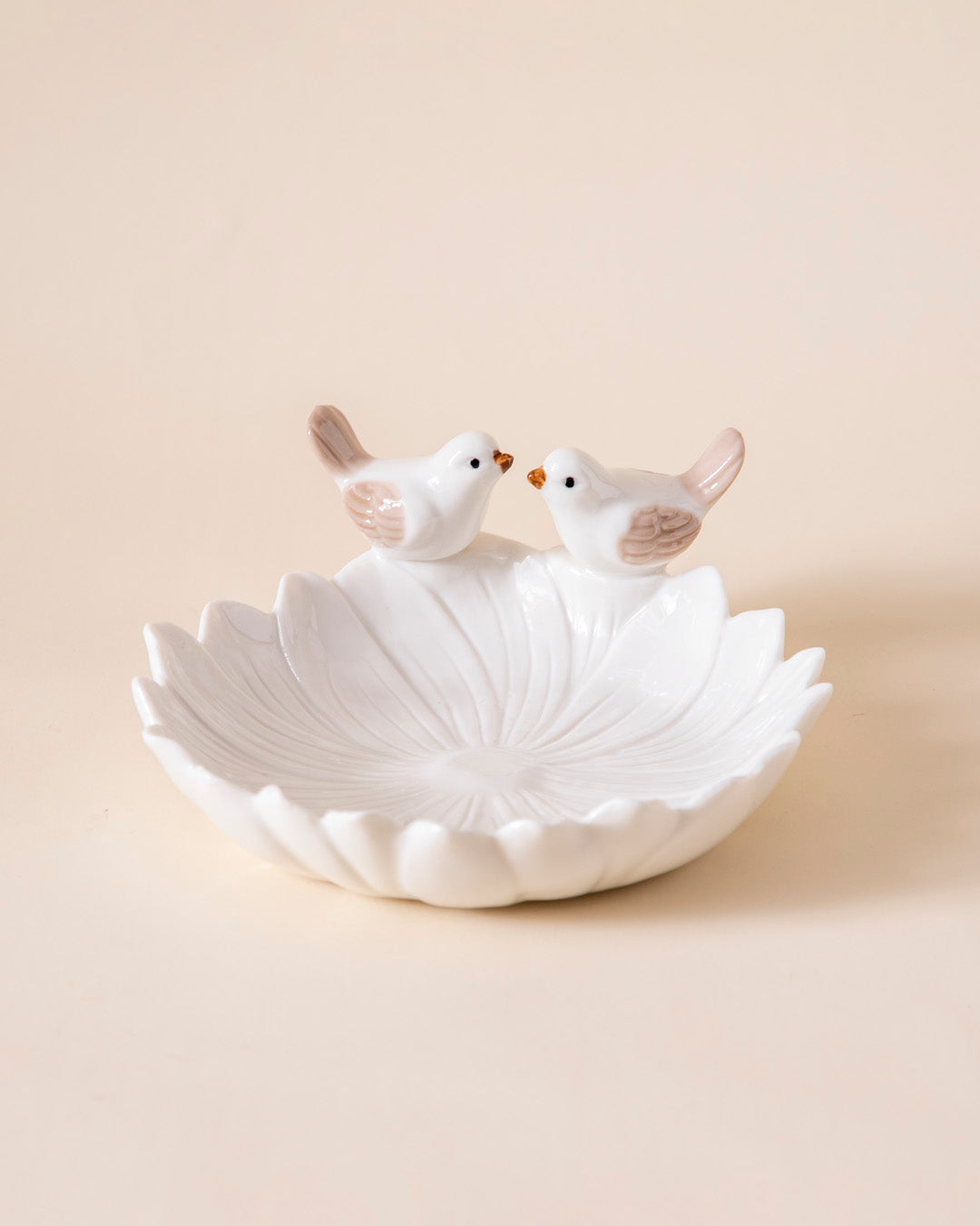 Lovebirds Ceramic Ring Dish - White 