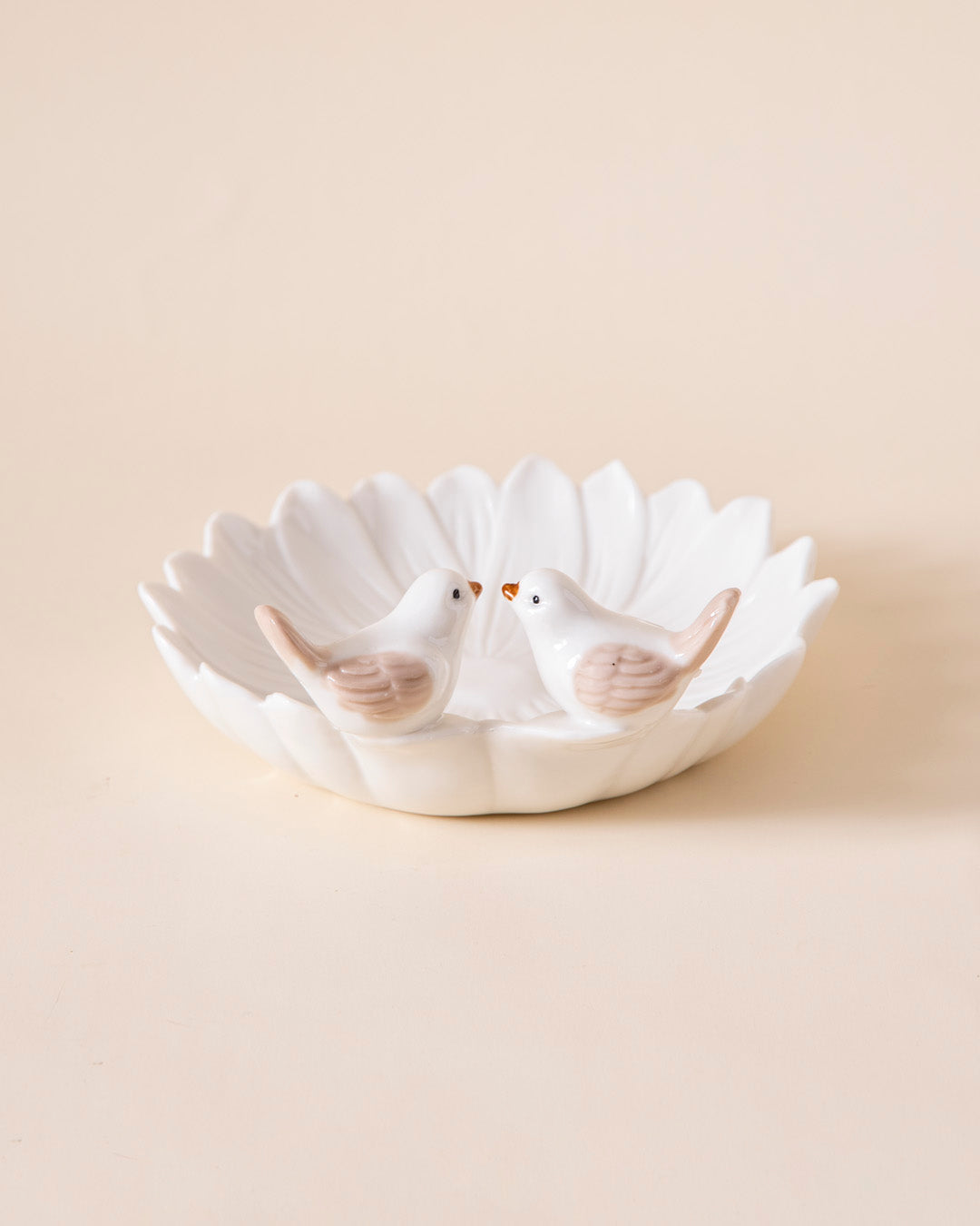 Lovebirds Ceramic Ring Dish - White 