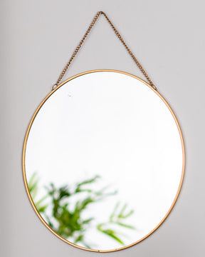 Golden Hanging Round Mirror - Small