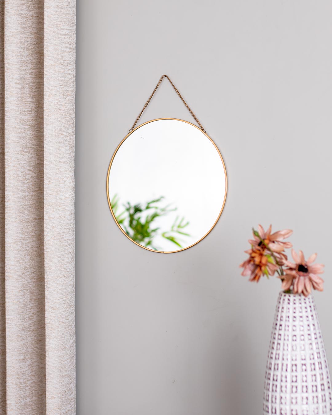 Golden Hanging Round Mirror - Small