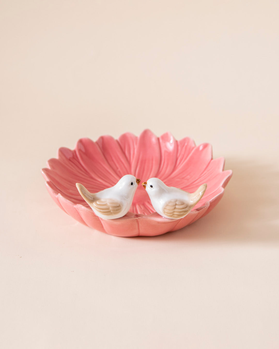 Lovebirds Ceramic Ring Dish - Pink 
