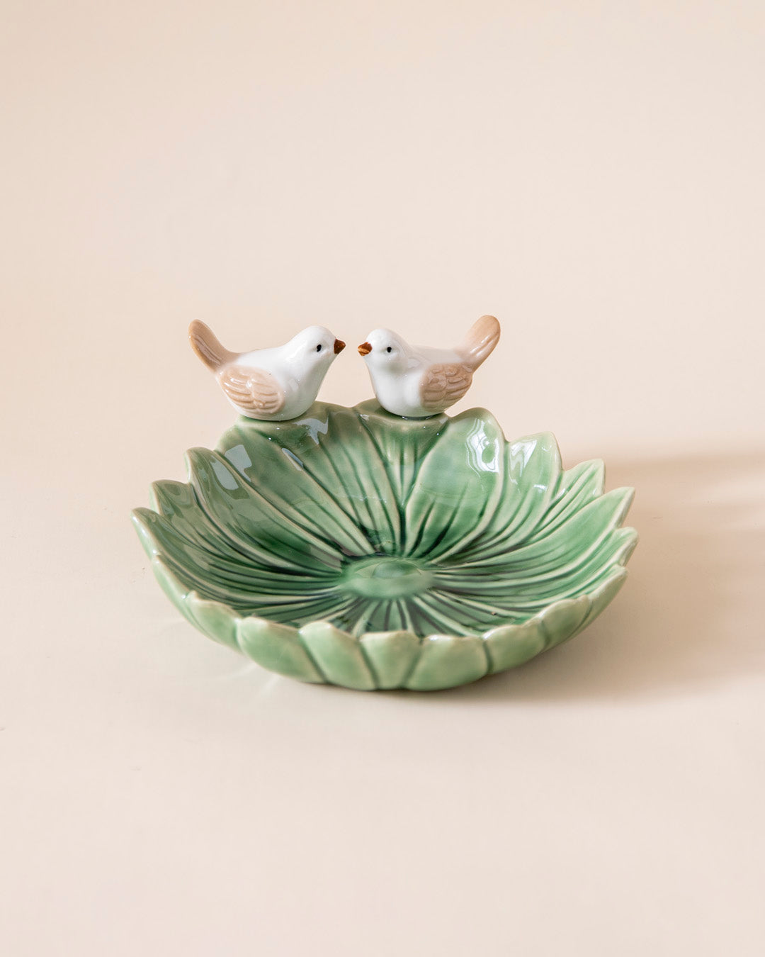 Lovebirds Ceramic Ring Dish - Green 