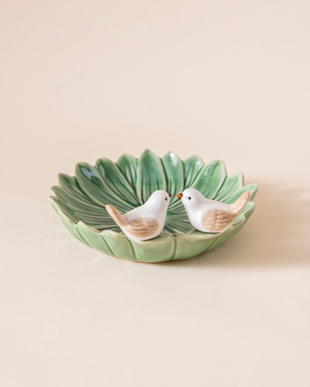 Lovebirds Ceramic Ring Dish - Green 