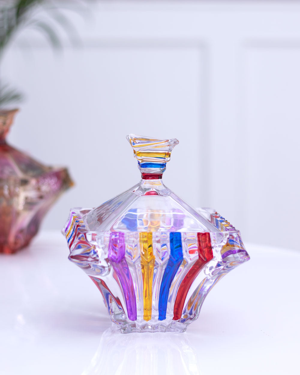 Rainbow Crystal Glass Candy Jar