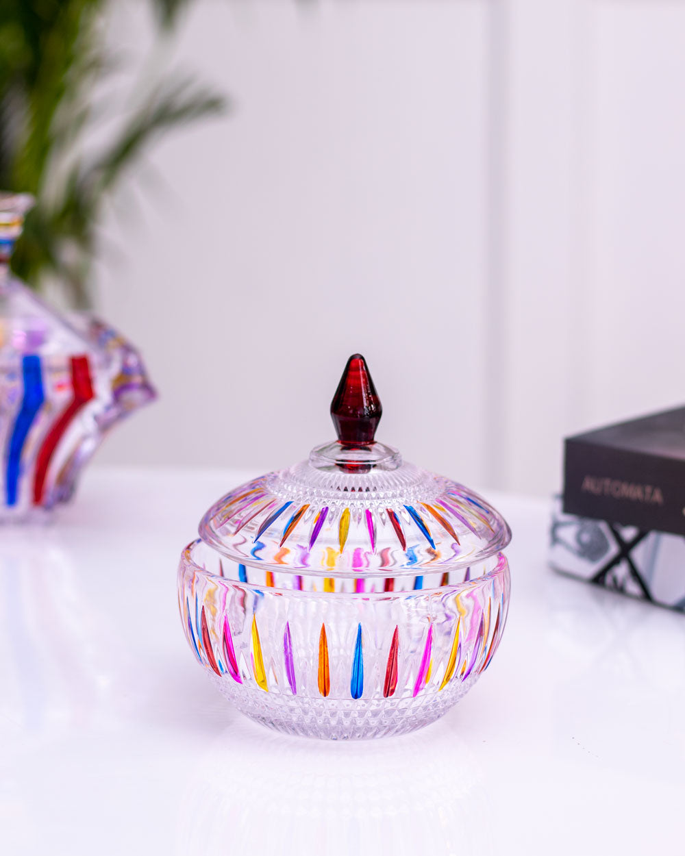 Rainbow Crystal Glass Candy Jar
