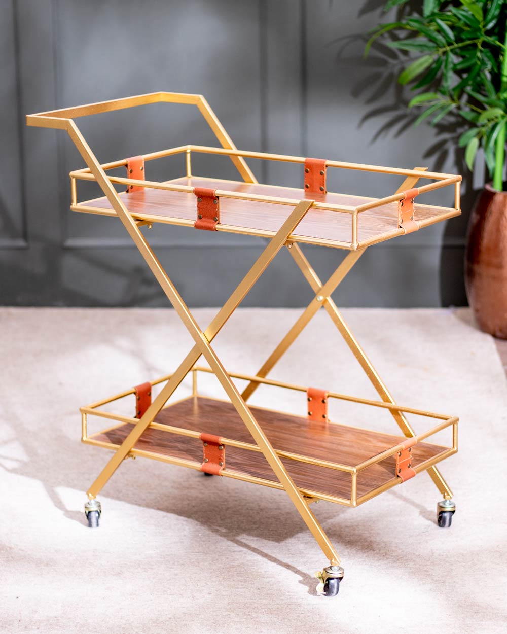 'Patrat Cruce' 2-Tier Bar/Serving Cart