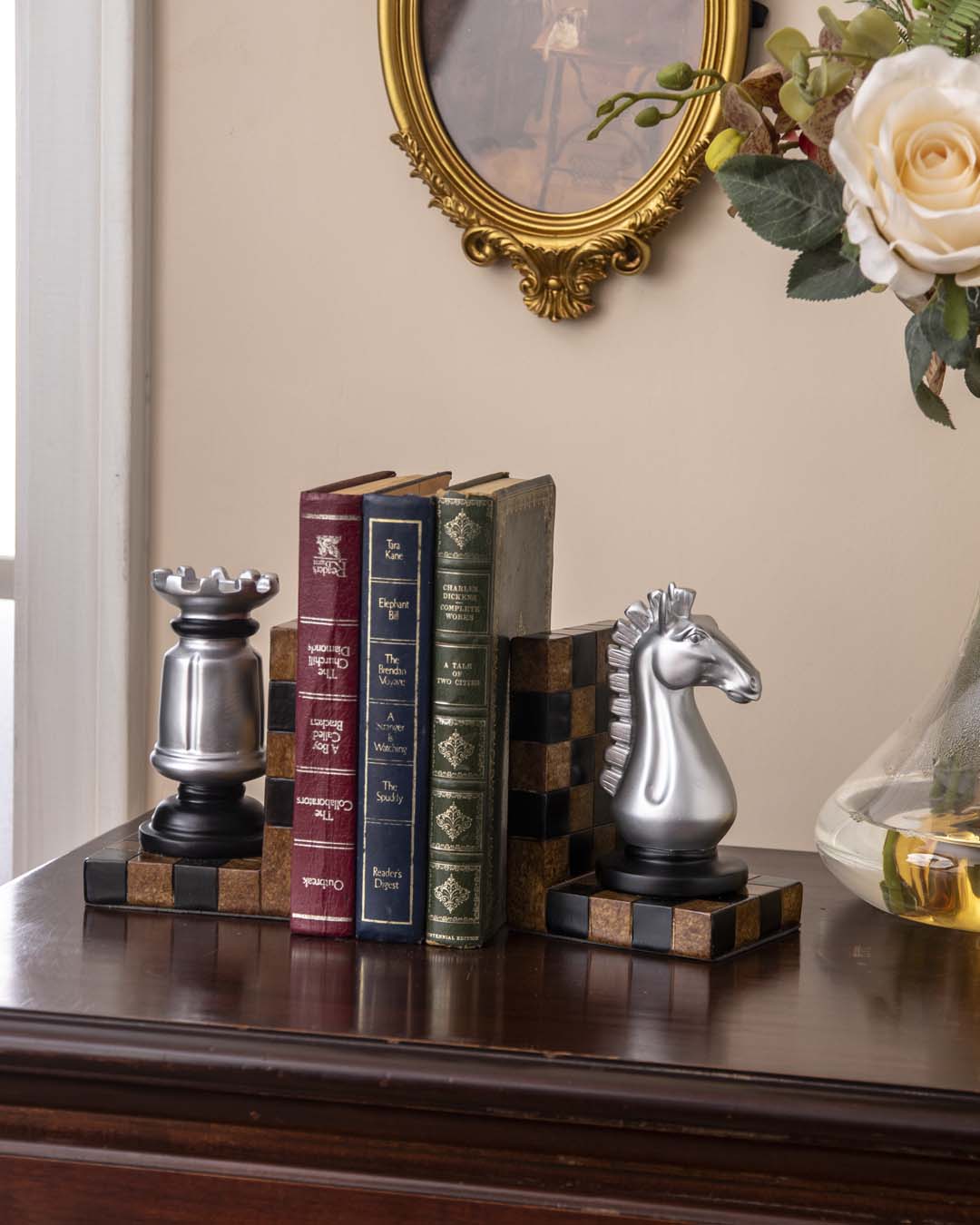 Chess Bookend Set - Silver - The Decor Kart 