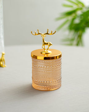 Golden Glass Jars With Deer Lid