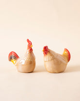 Golden Couple Rooster Figurines 