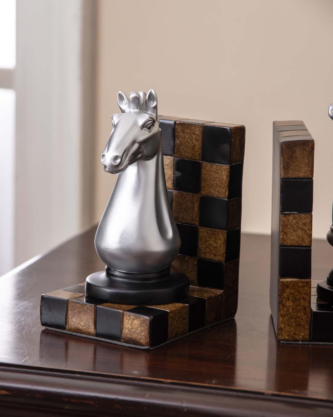 Chess Bookend Set - Silver - The Decor Kart 