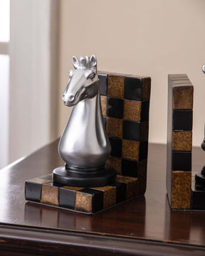 Chess Bookend Set - Silver - The Decor Kart 