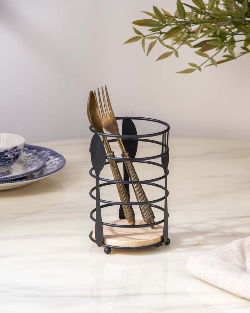 'Spoonful' Cutlery Stand - Black 