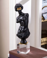 Venus de Milo Bust on Glass Cube - Black - The Decor Kart 