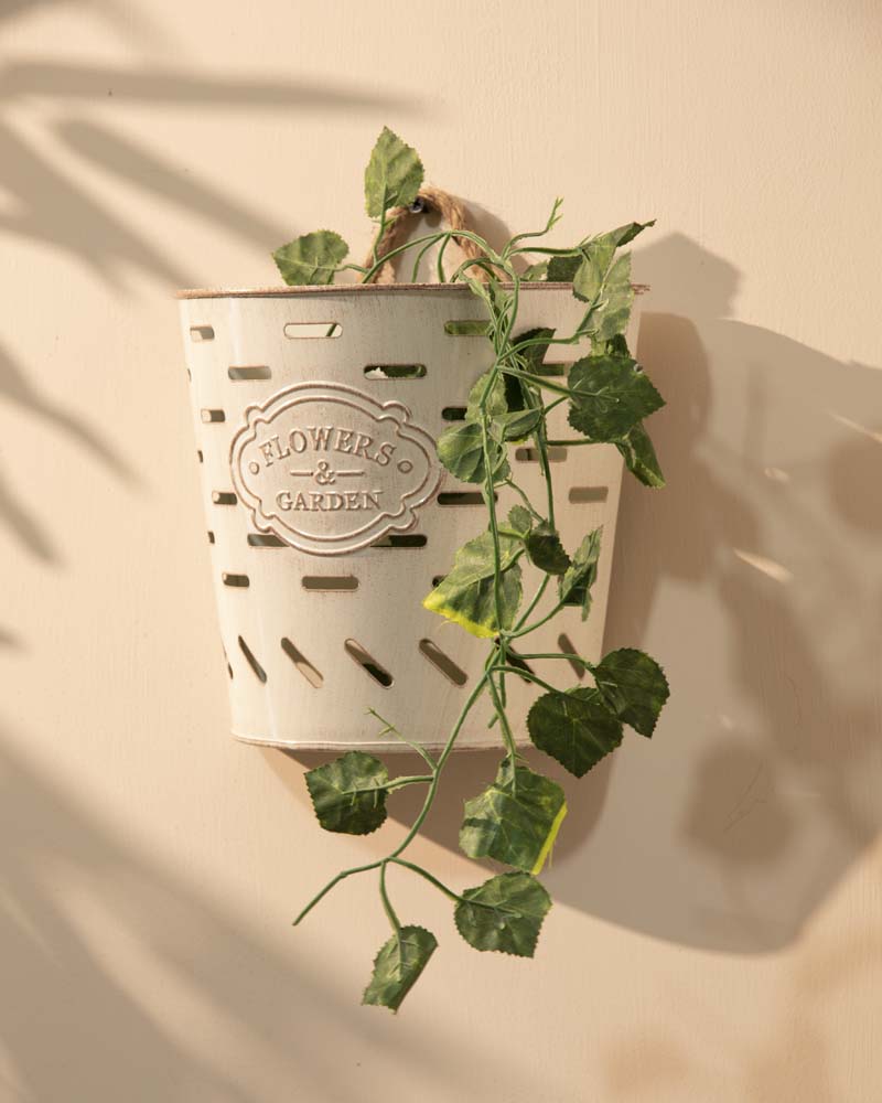 'Flowers & Garden' Wall Mounted Planter Urn - Off White 