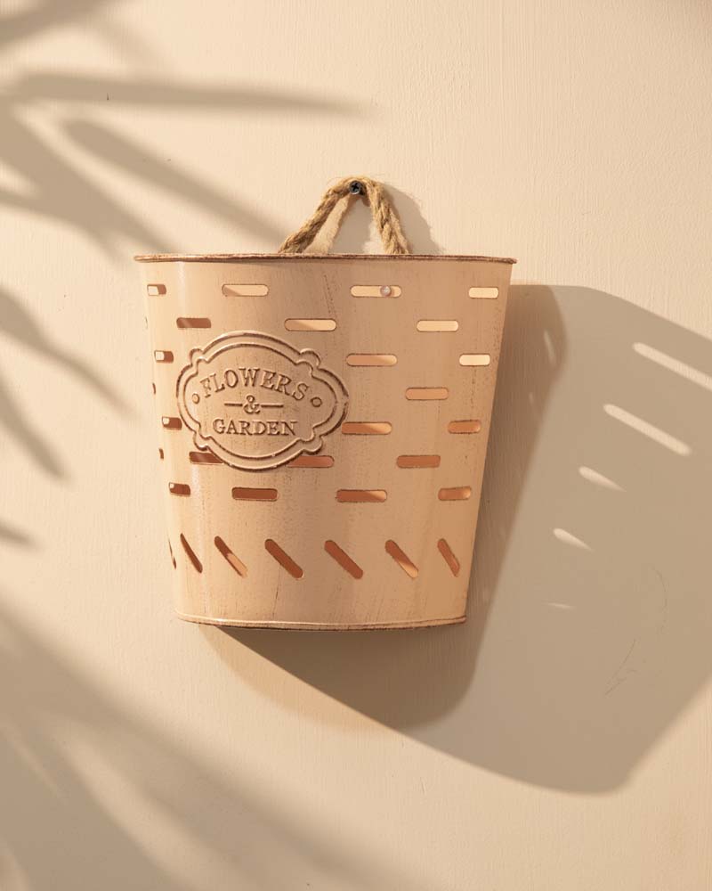 'Flowers & Garden' Wall Mounted Planter Urn - Pink 