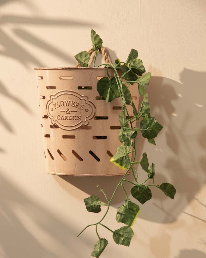 'Flowers & Garden' Wall Mounted Planter Urn - Pink 