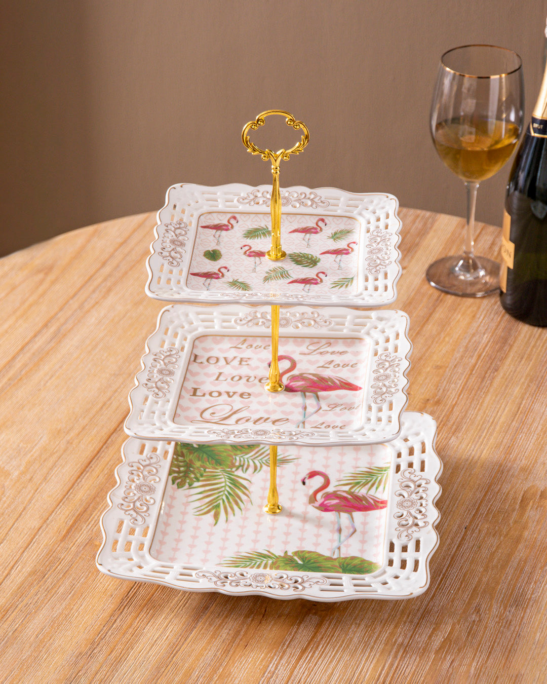 Tropical Flamingo 3-Tier Sake Stand 