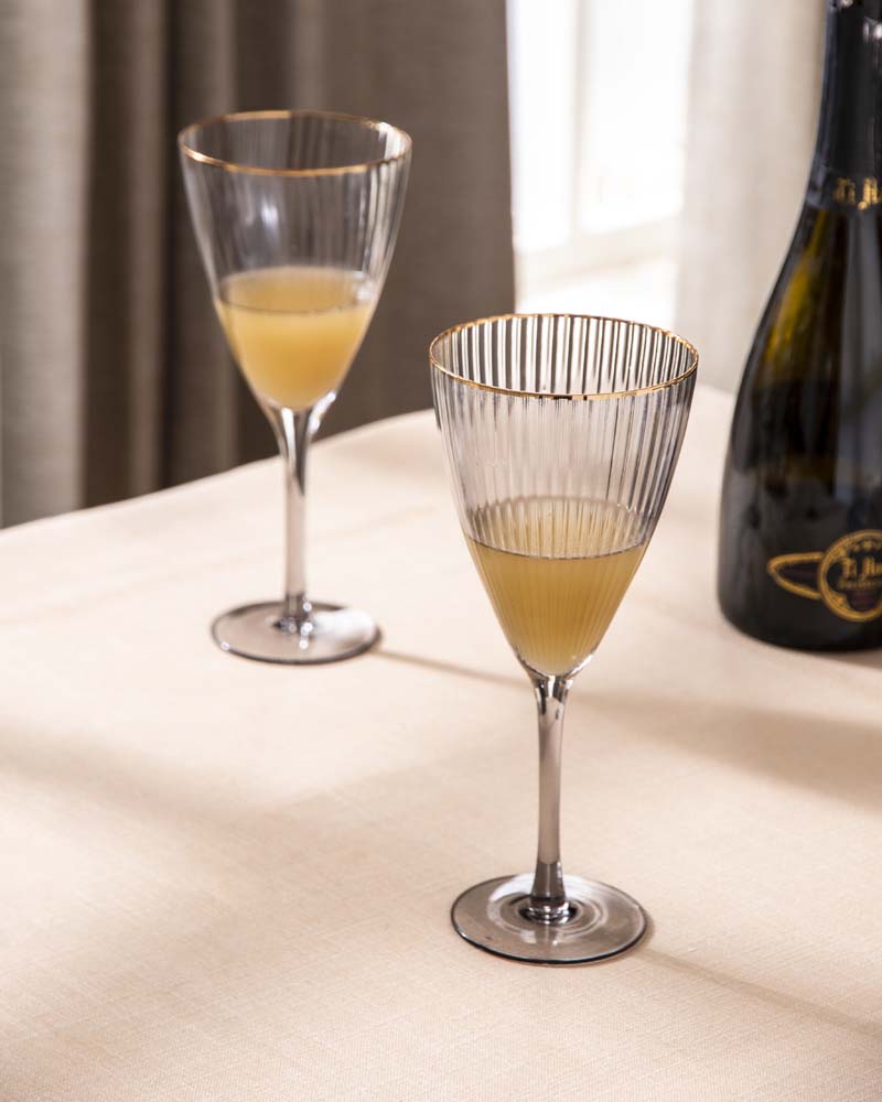 Ribbed Wine Glass - Smoke - Set Of 6 