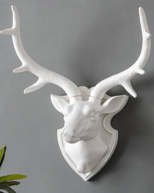 Wall Mounted Deer Plaque - White