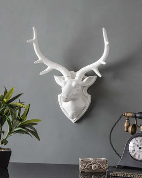 Wall Mounted Deer Plaque - White - The Decor Kart 