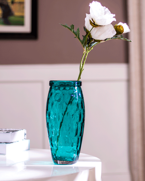 Honeycomb Embossed Glass Vase - Large