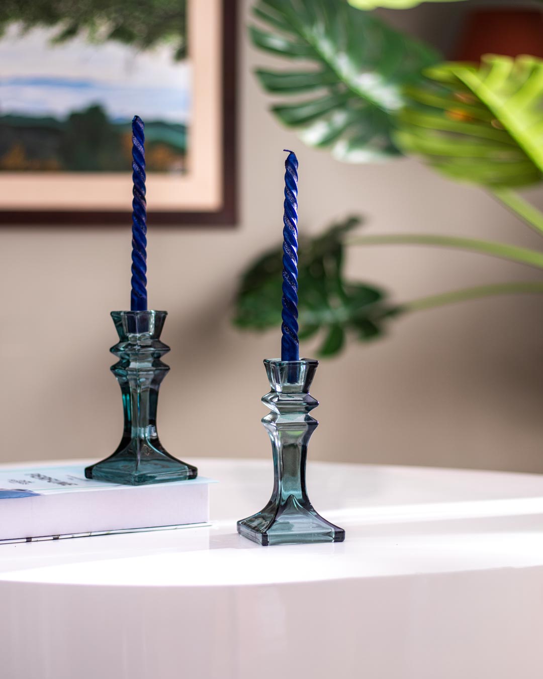 'Glimmering Glass' Exquisite Candle Stands - Set of 2