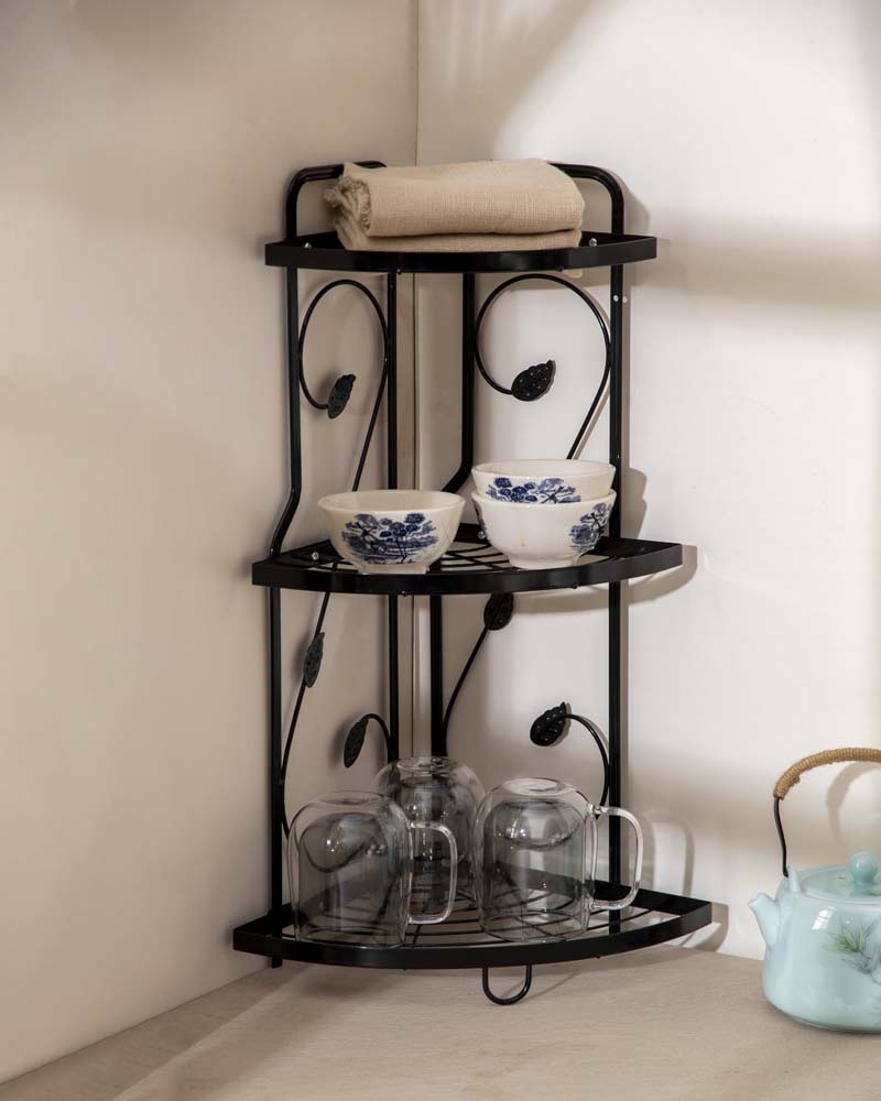 3-Tier Metal Leaf Design Storage Rack 