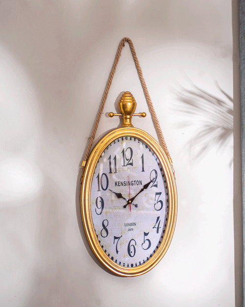 Antiqued Gold Rope Hanging Wall Clock