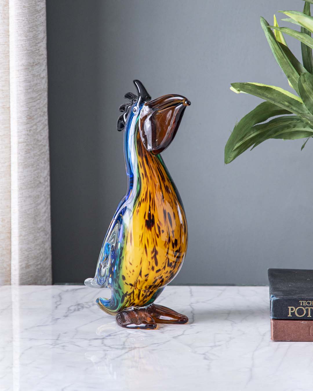 Blue Pelican Glass Figurine