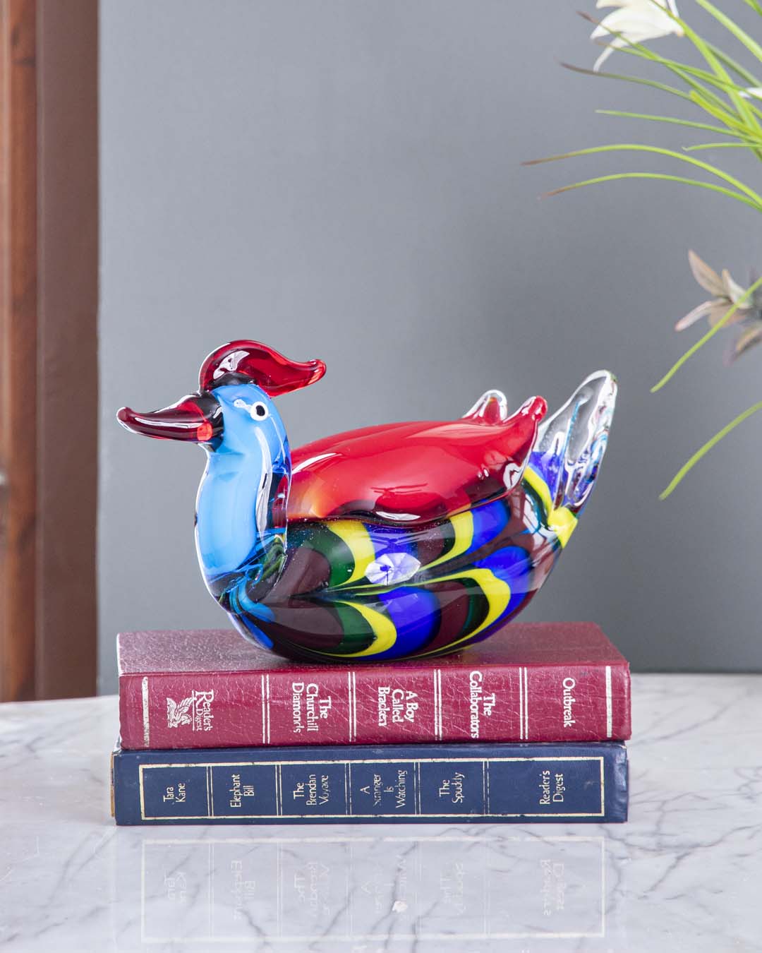 Colorful Duck Glass Figurine