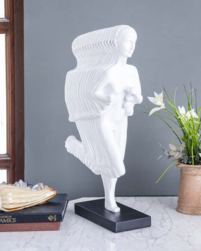 Running Girl Statue - White - The Decor Kart 