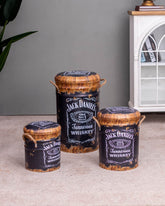 'Jack Daniel's' Faux Leather Set of 3 Storage Stools