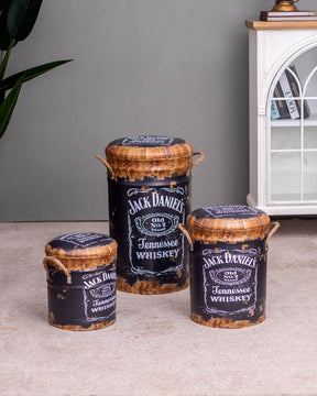 'Jack Daniel's' Faux Leather Set of 3 Storage Stools
