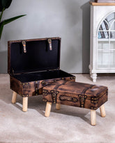 'Rugged Brown' Storage & Sitting Settees - Set of 2