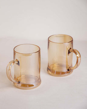 Faceted Radiance Amber Glass Mug - Set of 2 - The Decor Kart 