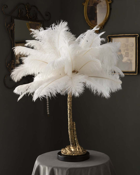 Palm Tree Ostrich Feather Table Lamp - The Decor Kart