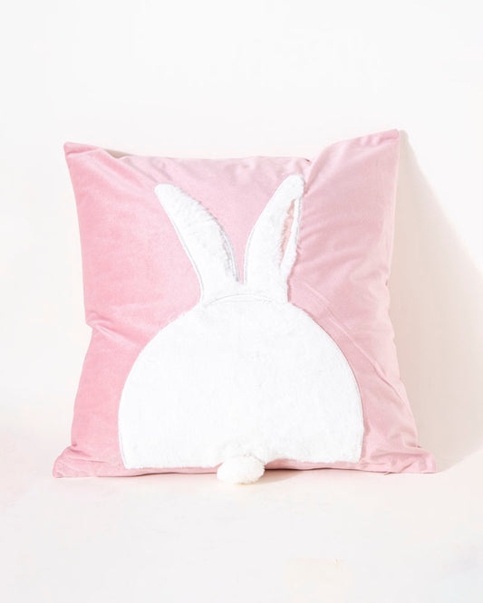 Rabbit Embroidery Cushion Cover - Pink