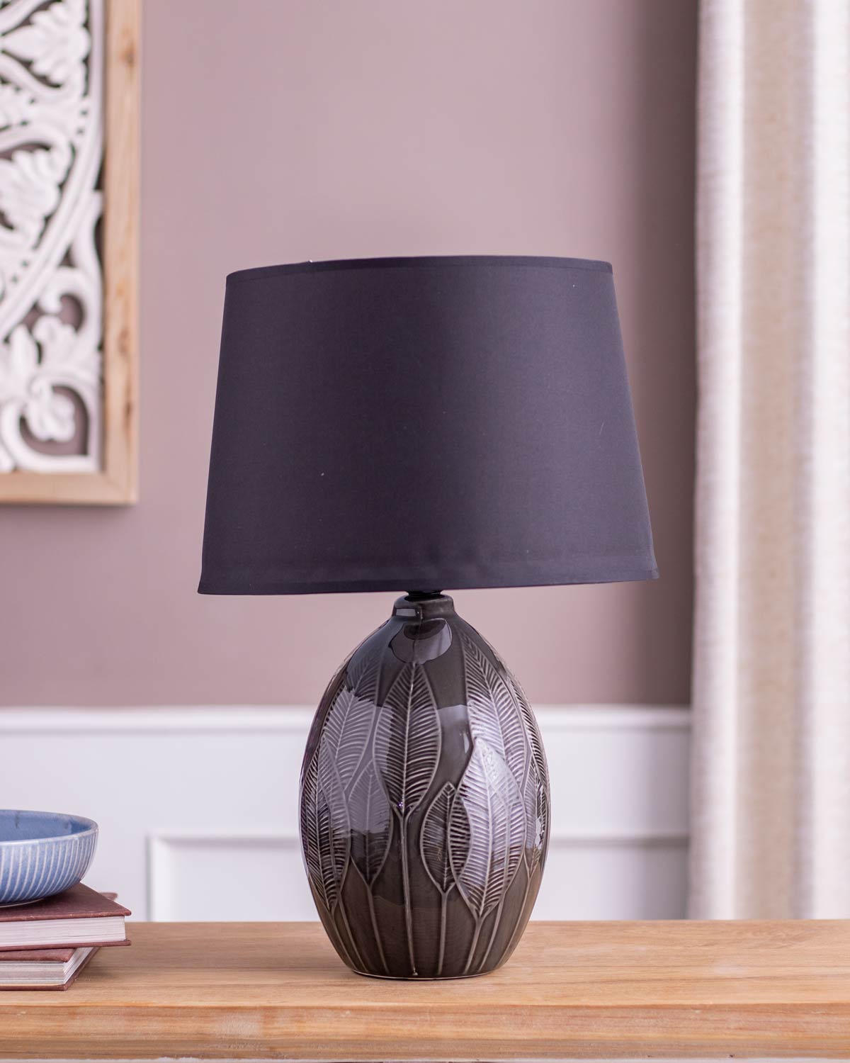 Ambiance Illuminated Ceramic Table Lamp - Black