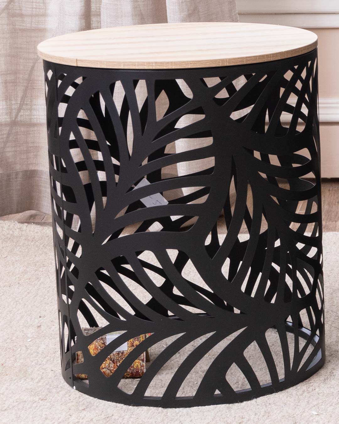 Palm Leaf Nesting Table - Black - Set Of 2 - The Decor Kart