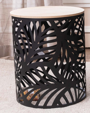 Palm Leaf Nesting Table - Black - Set Of 2 - The Decor Kart 